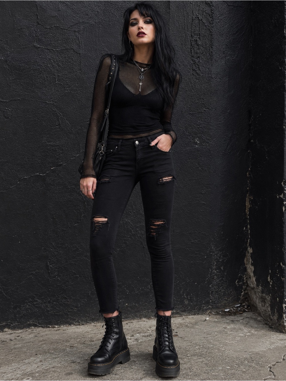IRO Jarod Black Distressed Raw Hem Skinny Denim Jeans